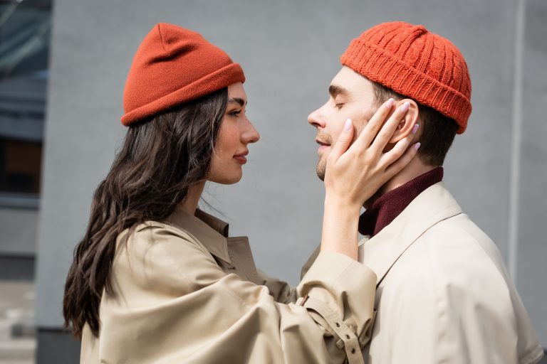 woman being affectionate to her man